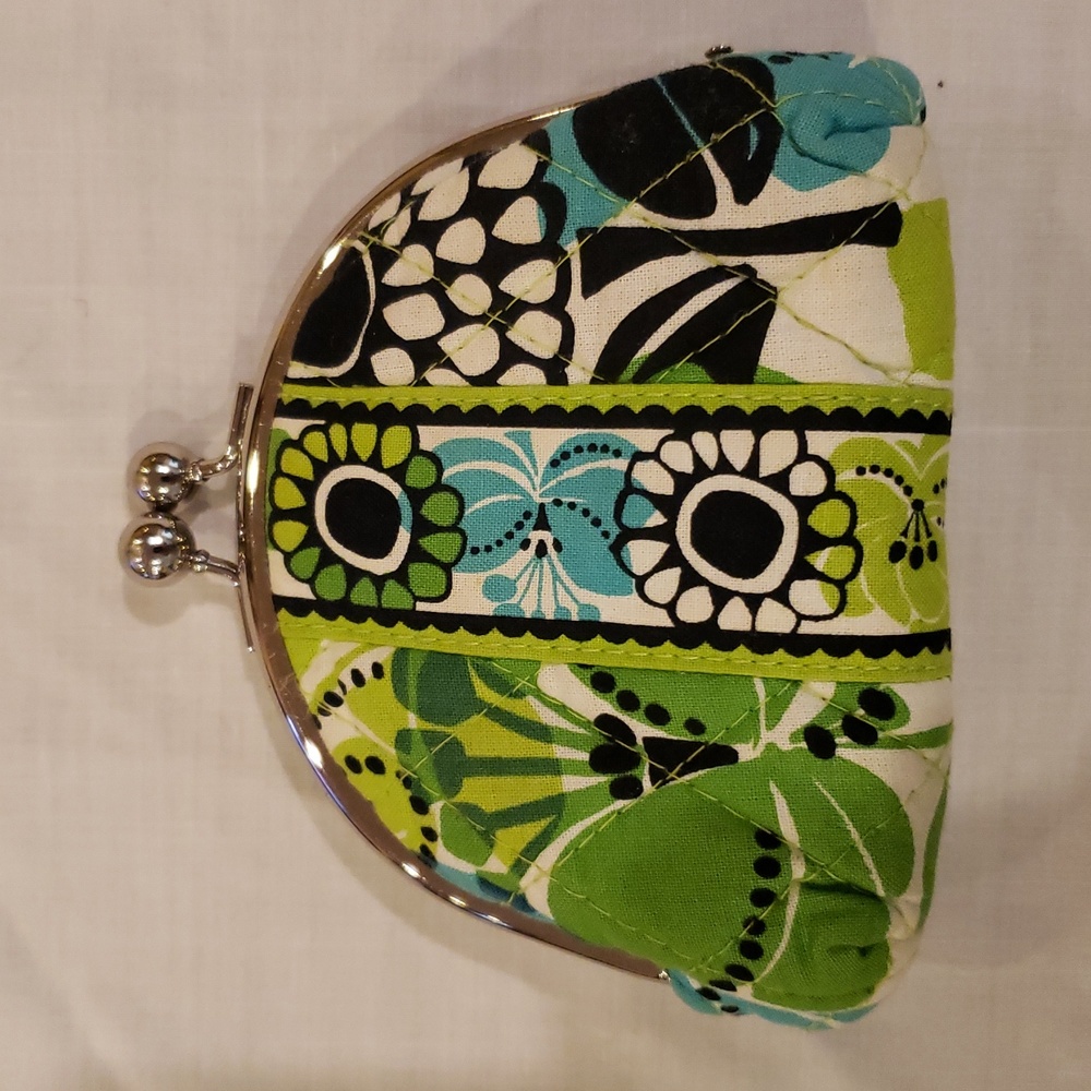 Vera Bradley- Mini Bag With Built-in Coin Case- Retired Limes Up floral pattern